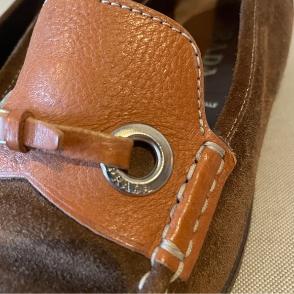 Prada vintage brown suede loafers size 39 buckle leather fits 9 or 9 1/2 - Picture 11 of 13